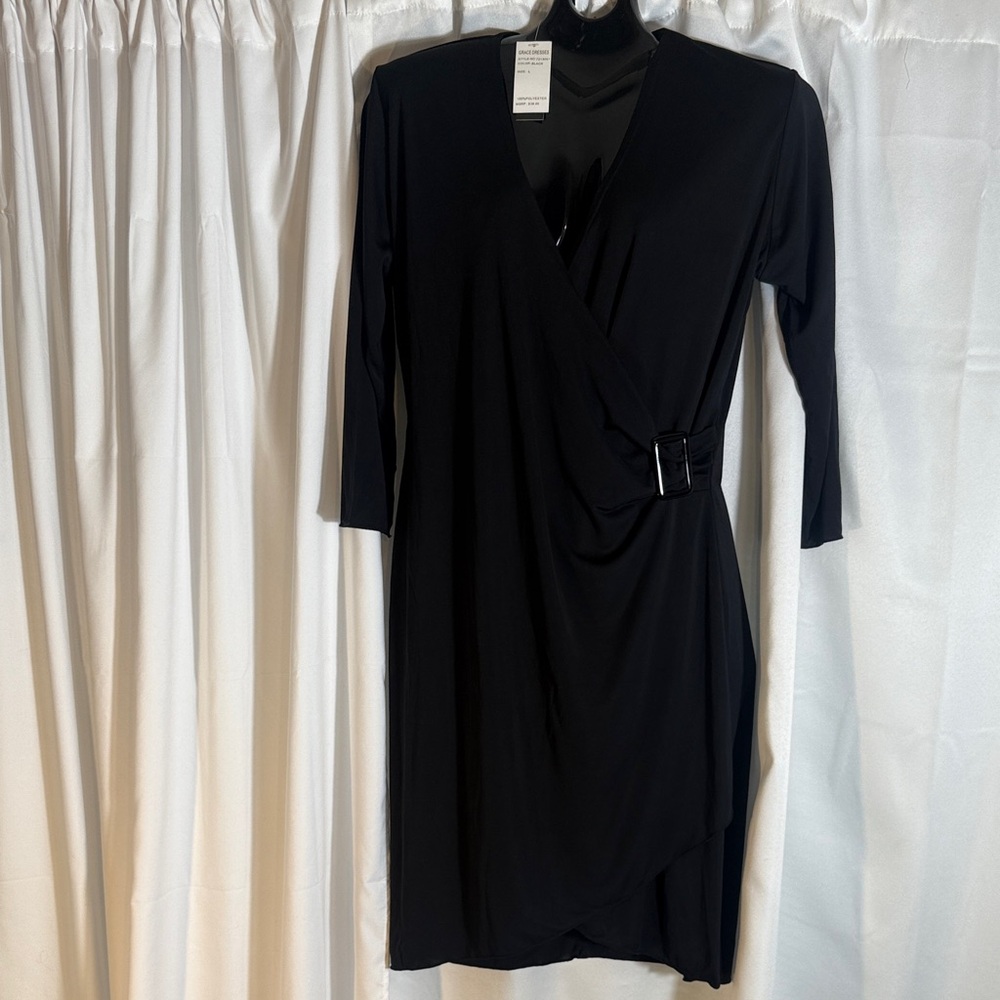 Grace Black Long Sleeve Wrap Dress